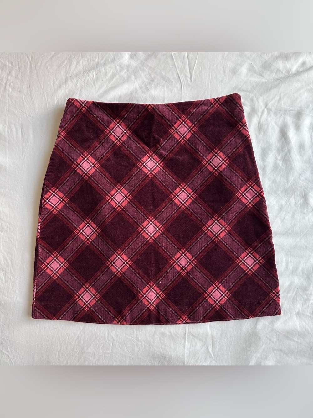 Forever 21 Burgundy and Pink Plaid Mini Skirt